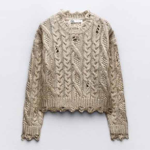 BLOGGER'S FAVE! Zara Metallic Cable Knit Sweater NWT - Picture 10 of 11
